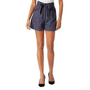 Joie Alma Blue High Waisted Tweed Preppy Belted Waist Shorts